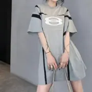 【現貨】【福利回饋免運】巴黎 BLC 24FW 雙環刺繡水洗拼接重磅 短袖T恤 卡其色：圖片 4