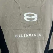 【現貨】【福利回饋免運】巴黎 BLC 24FW 雙環刺繡水洗拼接重磅 短袖T恤 卡其色：圖片 10