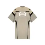 【現貨】【福利回饋免運】巴黎 BLC 24FW 雙環刺繡水洗拼接重磅 短袖T恤 卡其色