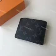 1V 經典老花 滿版Logo 黑色 皮夾短夾錢包：圖片 6