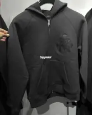 【現貨】Chrome Hearts 經典款 三十字架皮標 後背梵文金屬銘牌 拉鍊衛衣夾克連帽外套 黑色：圖片 3