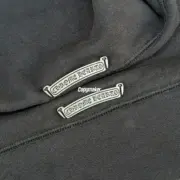 【現貨】Chrome Hearts 經典款 三十字架皮標 後背梵文金屬銘牌 拉鍊衛衣夾克連帽外套 黑色：圖片 6