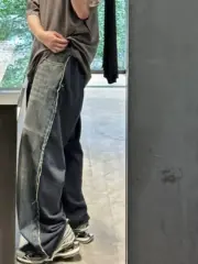 巴黎 BLC 23SS 復古拼接面料 丹寧牛仔褲 直筒褲 長褲：圖片 12