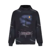 巴黎 BLC 23FW Paris Moon Crinkled Fleece Hoodie 顛倒鐵塔做舊破洞 帽T連帽衛衣：圖片 3