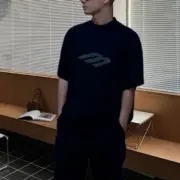 巴黎 BLC 24SS 3B STENCIL 水洗塗鴉做舊褪色 3B 短袖T恤 廓形 黑色：圖片 7