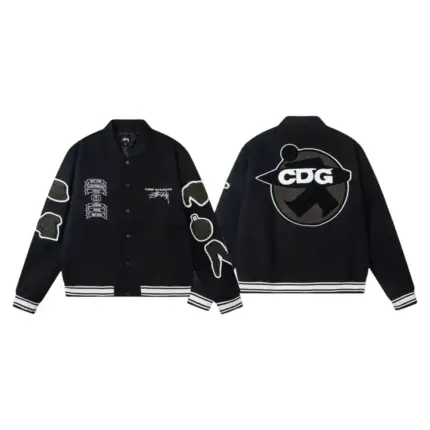 【預售】【福利回饋】CDG x Stussy Varsity Jacket 聯名 徽章刺繡背後印花 羊毛棒球外套夾克
