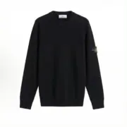 【現貨】STONE ISLAND 25FW 素色簡約 羊毛混紡 毛衣衛衣大學T長袖 石頭島 黑/白：圖片 2