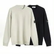 【現貨】STONE ISLAND 25FW 素色簡約 羊毛混紡 毛衣衛衣大學T長袖 石頭島 黑/白
