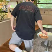 巴黎 BLC 24SS 秀場膠囊限定款 水洗做舊字母 雙面印花 短袖T恤 灰藍：圖片 5