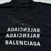 巴黎 BLC 24SS 秀款 反轉鏡像字母刺繡 破壞刀割反穿 短袖T恤：圖片 10