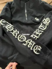 【現貨】Chrome Hearts 25SS 刺繡梵文字母 鍍銀寶劍匕首半拉鏈衛衣大學T CH 克羅心：圖片 12