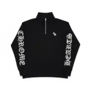 【現貨】Chrome Hearts 25SS 刺繡梵文字母 鍍銀寶劍匕首半拉鏈衛衣大學T CH 克羅心