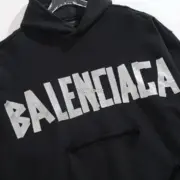 【現貨】巴黎 BLC 24FW 秀款 膠帶 繃帶logo 水洗做舊 帽T連帽衛衣帽衫 黑色：圖片 9