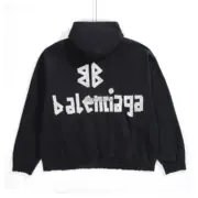 【現貨】巴黎 BLC 24FW 秀款 膠帶 繃帶logo 水洗做舊 帽T連帽衛衣帽衫 黑色：圖片 16