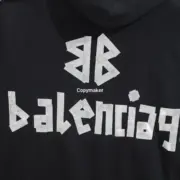 【現貨】巴黎 BLC 24FW 秀款 膠帶 繃帶logo 水洗做舊 帽T連帽衛衣帽衫 黑色：圖片 17