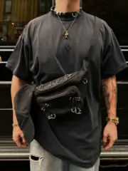 巴黎 BLC 23SS  Pierced Distressed-Effect 水洗做舊破壞 領口穿孔鐵環 短袖T恤：圖片 2