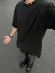 巴黎 BLC 23SS  Pierced Distressed-Effect 水洗做舊破壞 領口穿孔鐵環 短袖T恤：圖片 3