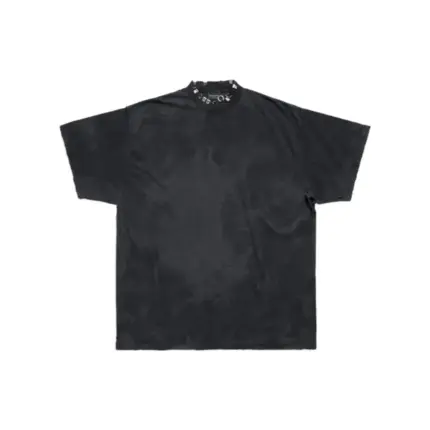 巴黎 BLC 23SS  Pierced Distressed-Effect 水洗做舊破壞 領口穿孔鐵環 短袖T恤