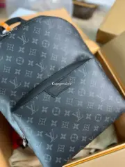 【預售】1V Discovery PM 經典老花 帆布拼接牛皮 後背包雙肩包 黑色：圖片 7