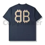 【現貨】巴黎 BLC 24SS 雙B 比特幣 水洗作舊破壞 短袖 T恤 藍灰色：圖片 11