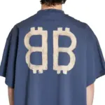 【現貨】巴黎 BLC 24SS 雙B 比特幣 水洗作舊破壞 短袖 T恤 藍灰色