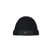 PRA 20FW 尼龍拼接 經典三角標 羊毛混紡 毛帽冷帽毛線帽帽子：圖片 4