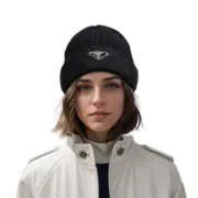 PRA 20FW 尼龍拼接 經典三角標 羊毛混紡 毛帽冷帽毛線帽帽子