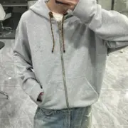 夾克M1U M1U 24FW 繆繆 字母Logo貼布刺繡抽繩 連帽外套 灰色：圖片 5