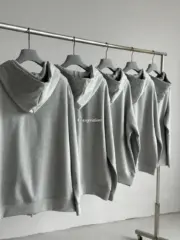 夾克M1U M1U 24FW 繆繆 字母Logo貼布刺繡抽繩 連帽外套 灰色：圖片 14