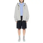 夾克M1U M1U 24FW 繆繆 字母Logo貼布刺繡抽繩 連帽外套 灰色：圖片 3