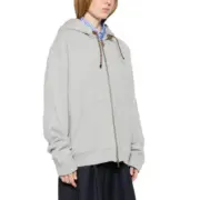 夾克M1U M1U 24FW 繆繆 字母Logo貼布刺繡抽繩 連帽外套 灰色：圖片 4