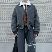 【現貨】Acne Studios 23FW 水洗做舊 帆布羊羔絨 夾克外套 短版 可拆卸：圖片 4