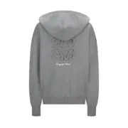 【預售】LOWE 26SS 後背幾何次刺繡 羊絨拉鍊連帽外套夾克 簡約素色 進口羊毛 黑色/灰色：圖片 16