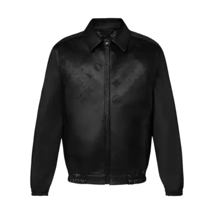 【現貨】【福利回饋】1V 25SS 鏤空 滿版老花字母logo 全皮夾克皮革外套 黑色