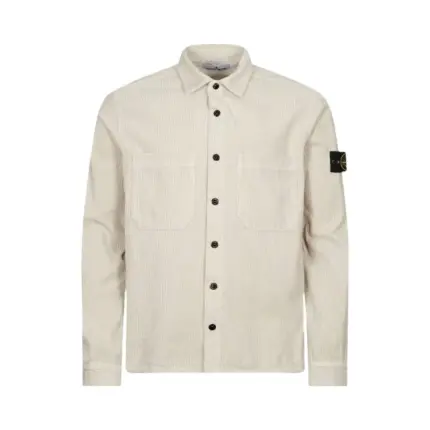 【現貨】STONE ISLAND 23FW 石頭島 燈芯絨 鈕扣夾克外套長袖襯衫 石灰白