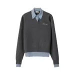 【準現貨】【福利回饋】 M1U 25FW 繆繆 刺繡小標logo 羊毛混紡 假兩件毛衣襯衫衛衣