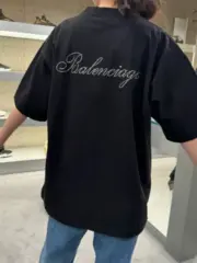 巴黎 BLC 24SS HANDWRITTEN 素色 背面logo 手寫書寫體 水鑽字母 破壞 短袖T恤：圖片 4