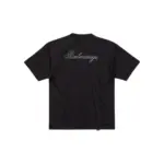 巴黎 BLC 24SS HANDWRITTEN 素色 背面logo 手寫書寫體 水鑽字母 破壞 短袖T恤