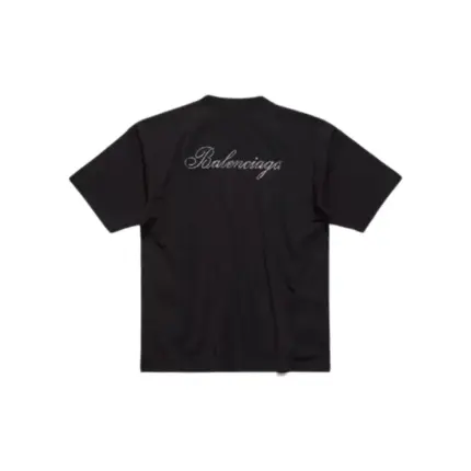 巴黎 BLC 24SS HANDWRITTEN 素色 背面logo 手寫書寫體 水鑽字母 破壞 短袖T恤