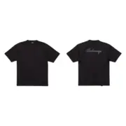 巴黎 BLC 24SS HANDWRITTEN 素色 背面logo 手寫書寫體 水鑽字母 破壞 短袖T恤：圖片 2