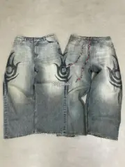 【現貨】巴黎 BLC 24FW 秀款 Baggy Pants 圖騰龍紋抽繩 泥染 廓型牛仔褲直筒褲長褲：圖片 9