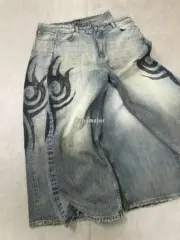 【現貨】巴黎 BLC 24FW 秀款 Baggy Pants 圖騰龍紋抽繩 泥染 廓型牛仔褲直筒褲長褲：圖片 10