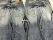 【現貨】巴黎 BLC 24FW 秀款 Baggy Pants 圖騰龍紋抽繩 泥染 廓型牛仔褲直筒褲長褲：圖片 11