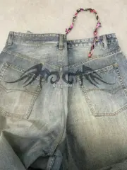 【現貨】巴黎 BLC 24FW 秀款 Baggy Pants 圖騰龍紋抽繩 泥染 廓型牛仔褲直筒褲長褲：圖片 13