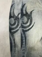 【現貨】巴黎 BLC 24FW 秀款 Baggy Pants 圖騰龍紋抽繩 泥染 廓型牛仔褲直筒褲長褲：圖片 14