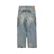 【現貨】巴黎 BLC 24FW 秀款 Baggy Pants 圖騰龍紋抽繩 泥染 廓型牛仔褲直筒褲長褲：圖片 3
