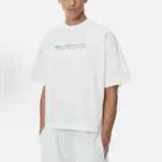 【現貨】Alexander Wang 25SS 模糊字母標語 短袖T恤 白色：圖片 3