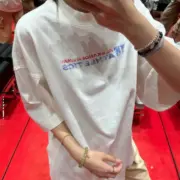 【現貨】Alexander Wang 25SS 模糊字母標語 短袖T恤 白色：圖片 5