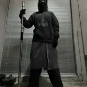 【現貨】巴黎 BLC 24FW Paris Tower Printed Hoodie 鐵塔做舊水洗 帽T連帽衛衣 黑灰：圖片 6