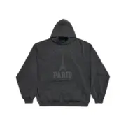 【現貨】巴黎 BLC 24FW Paris Tower Printed Hoodie 鐵塔做舊水洗 帽T連帽衛衣 黑灰：圖片 2